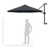 Anthrazitfarbener, an der Wand montierter Sonnenschirm Aitan 300cm