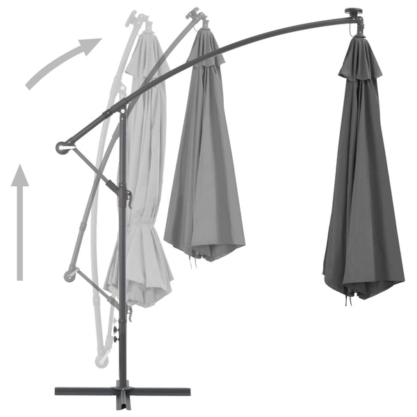 Ampelschirm Anthrazit mit Stahlmast Iremia 300cm