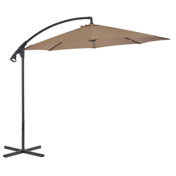 Braun-grauer Hänge-Sonnenschirm mit Stahlmast Iremia 300cm