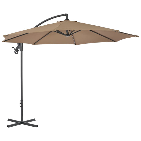 Braun-grauer Hänge-Sonnenschirm mit Stahlmast Iremia 300cm