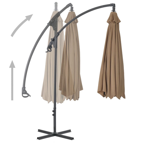 Braun-grauer Hänge-Sonnenschirm mit Stahlmast Iremia 300cm