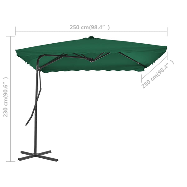 Grüner Sonnenschirm Stahlmast Nyulasi 250x250cm