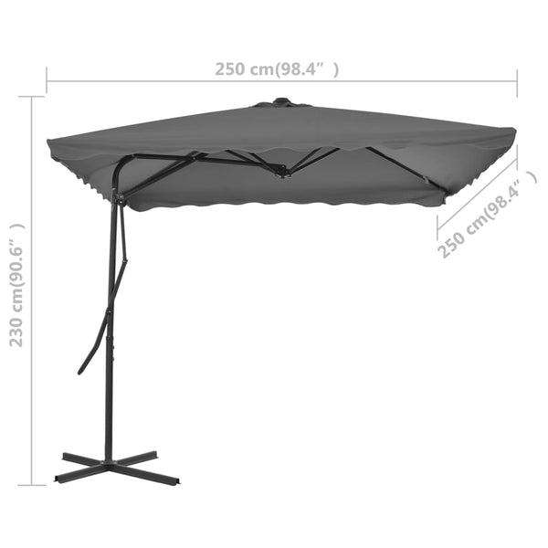 Anthrazitfarbener Sonnenschirm Stahlmast Nyulasi 250x250cm
