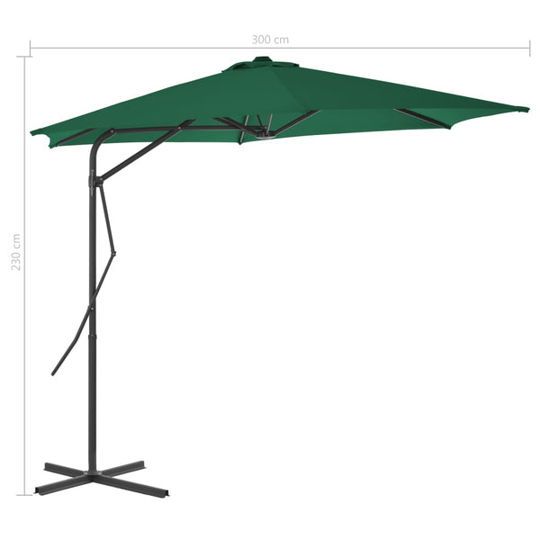 Grüner Sonnenschirm mit Stahlstange Raium 300cm