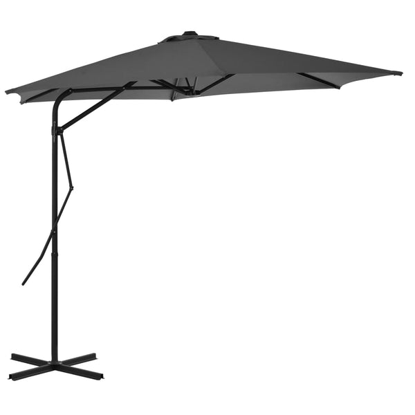 Anthrazitfarbener Sonnenschirm mit Stahlmast Raium 300cm