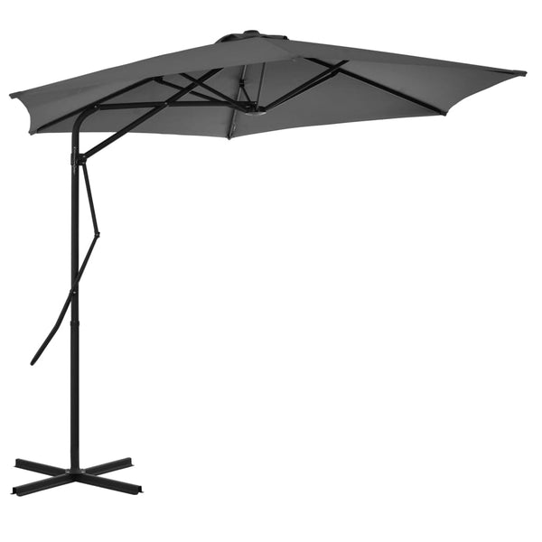 Anthrazitfarbener Sonnenschirm mit Stahlmast Raium 300cm