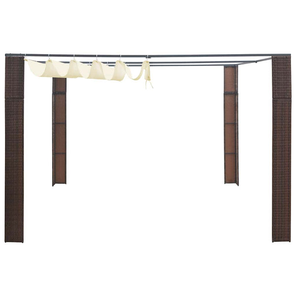 Brauner und cremefarbener Pavillon mit Dach aus Polyrattan Redius 300x300x200cm