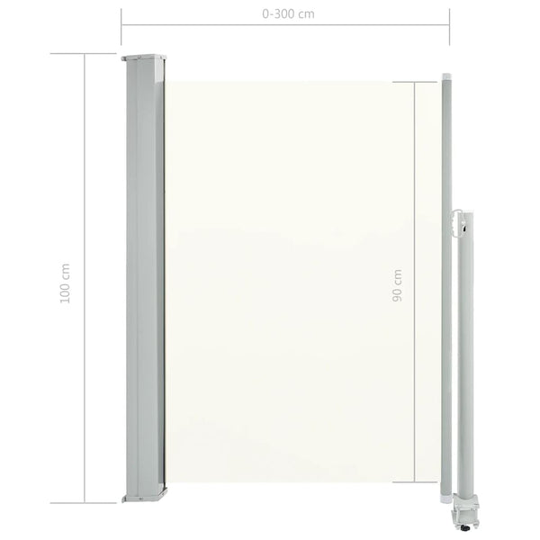 Creme-ausziehbare Seitenmarkise Bato für Terrasse 100x300cm