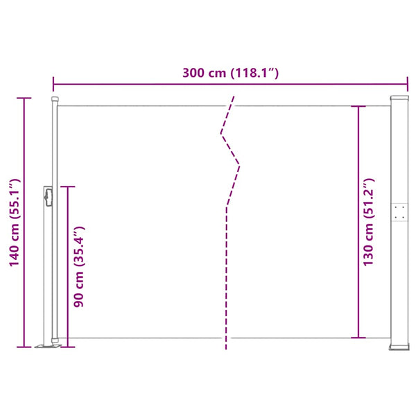 Rote ausziehbare Seitenmarkise Snr 140x300cm