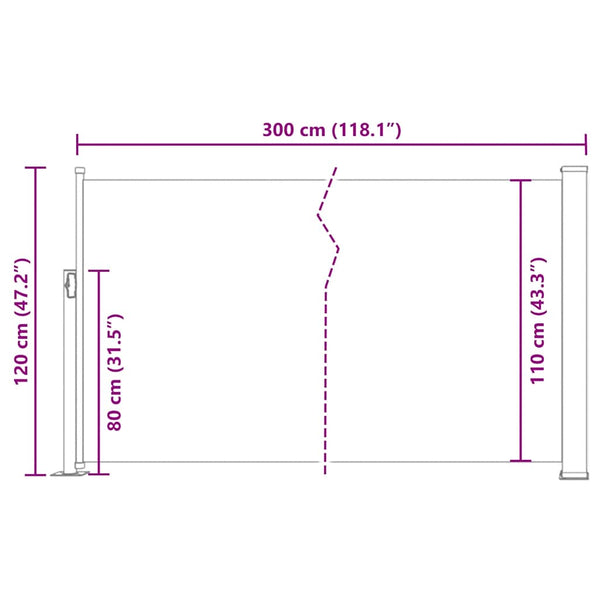 Blaues ausziehbares Seitenmarkise Snr 120x300cm