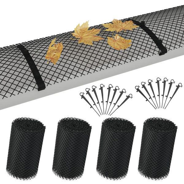 4-teiliges Rinnenschutznetz mit Klammern aus HDPE Sarpuhi 1,08 m