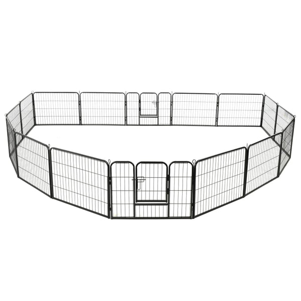 Schwarzer Welpenauslauf Paraschivan 60x80cm (16 Paneele Stahl)