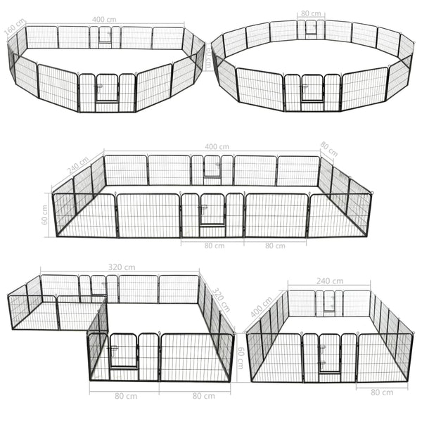 Schwarzer Welpenauslauf Paraschivan 60x80cm (16 Paneele Stahl)