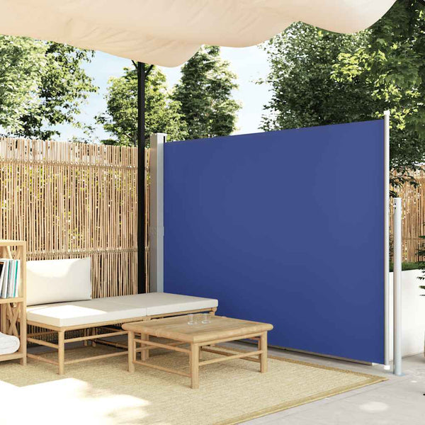 Sininen sisäänvedettävä sivumarkiisi Snr 160x500cm