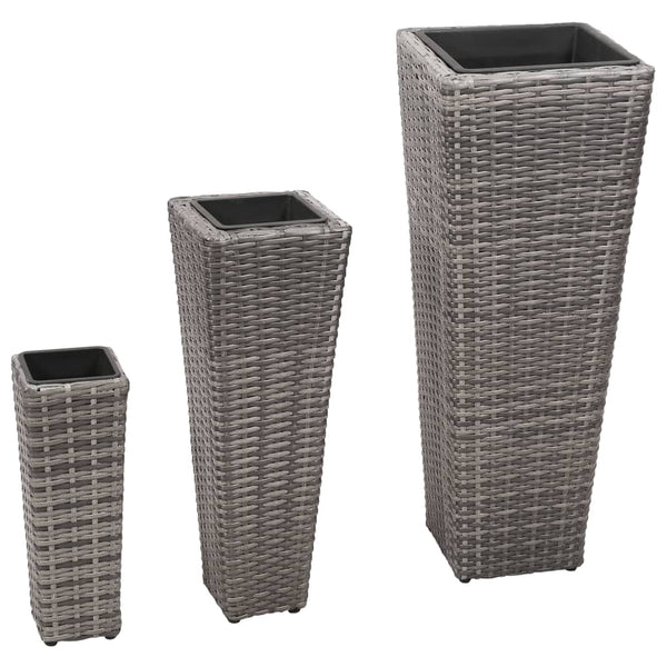 Graue Hochbeet-Blumenkästen für den Garten Taub (3 Stück Polyrattan)