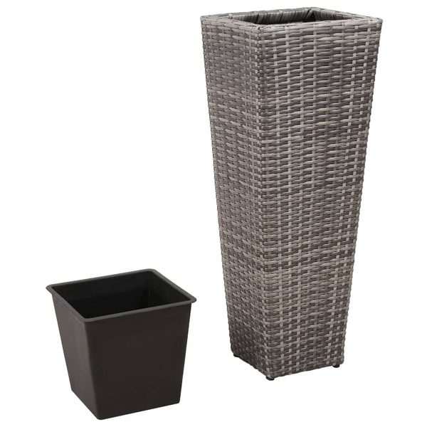 Graue Hochbeet-Blumenkästen für den Garten Taub (3 Stück Polyrattan)