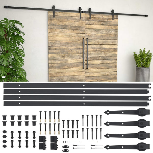 Schwarzes Schiebetürbeschlagset Stahl Curghel 2x183cm