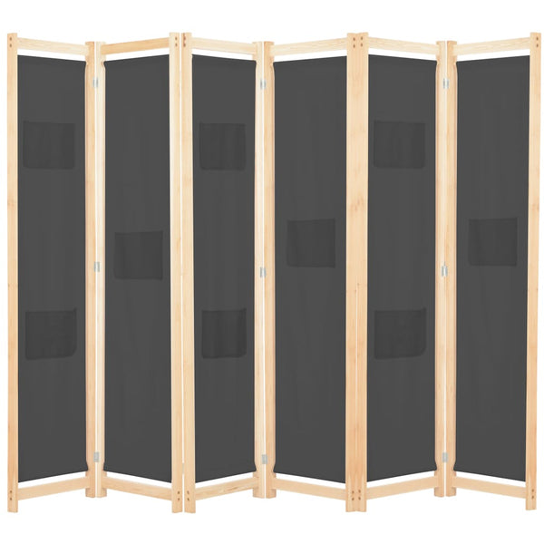 Grauer Raumteiler Iren 240x170x4cm (6-teilig, Stoff)