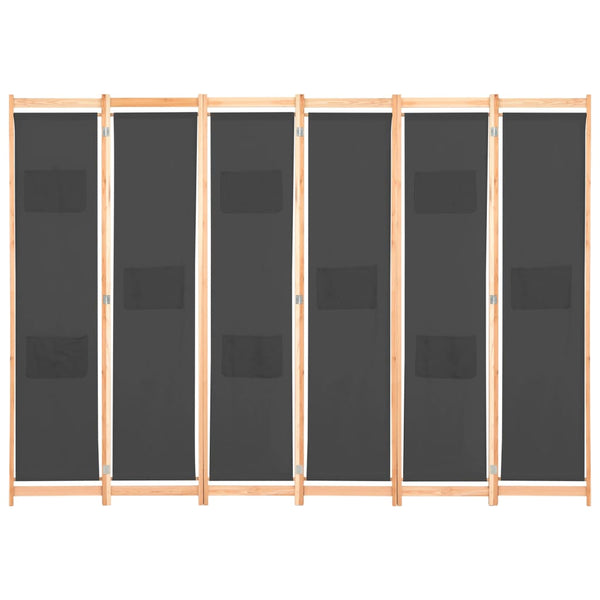 Grauer Raumteiler Iren 240x170x4cm (6-teilig, Stoff)