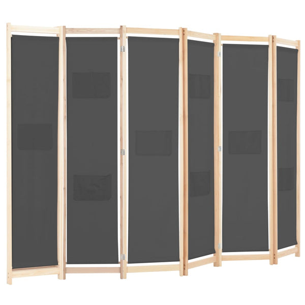 Grauer Raumteiler Iren 240x170x4cm (6-teilig, Stoff)
