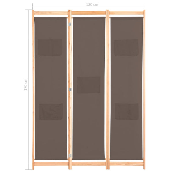 Ruskea paneelinen tilanjakaja Iren 120x170x4cm (kangas)