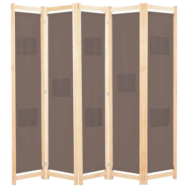Brauner Raumteiler Iren 200x170x4cm (5-teilig, Leinwand)