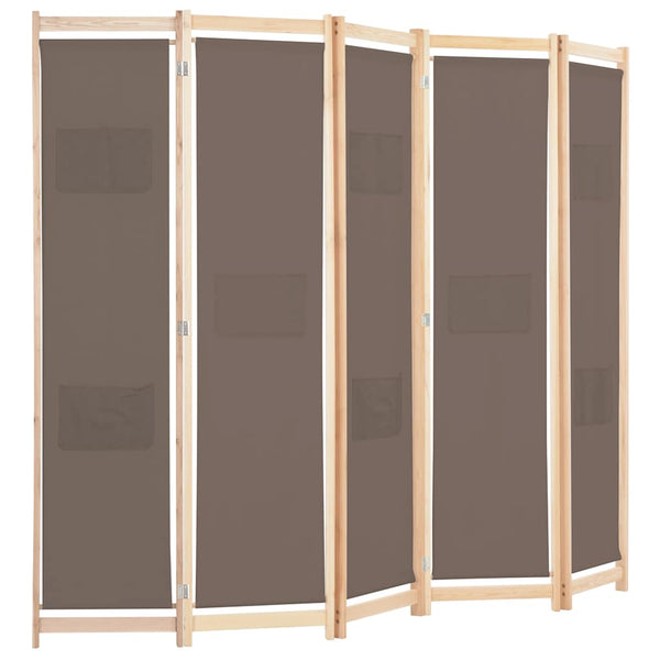 Brauner Raumteiler Iren 200x170x4cm (5-teilig, Leinwand)