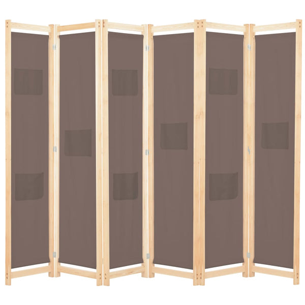 Brauner 6-flügeliger Raumteiler Iren 240x170x4cm (Stoff)