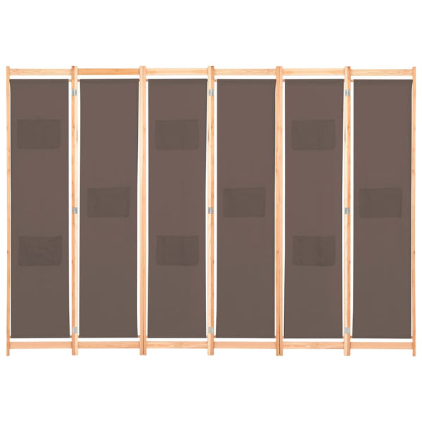 Brauner 6-flügeliger Raumteiler Iren 240x170x4cm (Stoff)