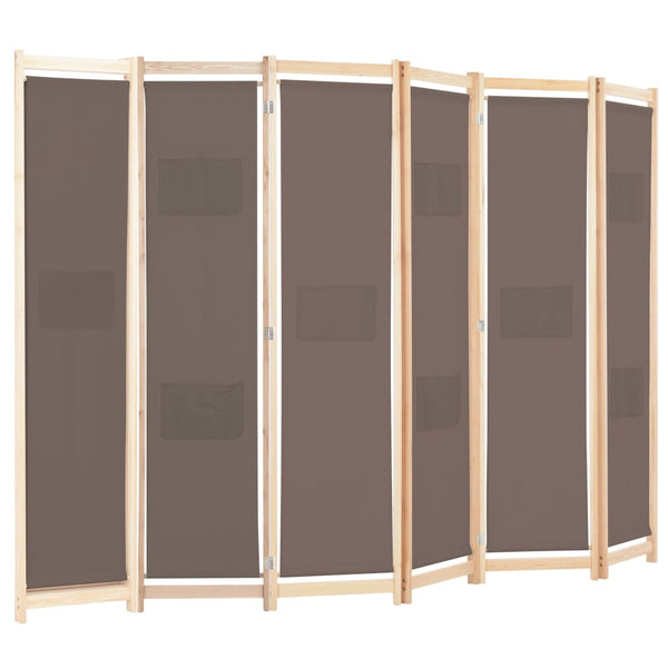 Brauner 6-flügeliger Raumteiler Iren 240x170x4cm (Stoff)