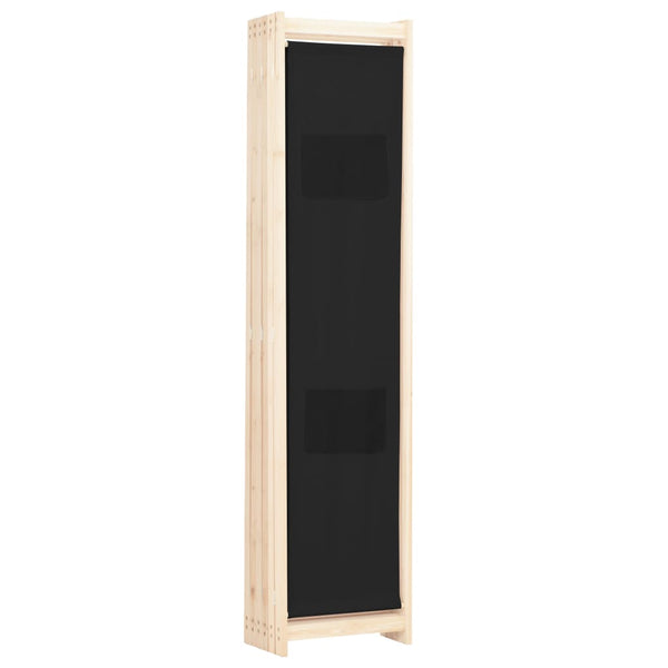 Schwarz 6-teiliger Raumteiler Iren 240x170x4cm (Stoff)