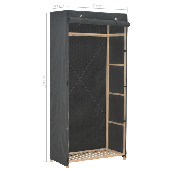 Grauer Kleiderschrank Andia 79x40x170cm (Stoff)