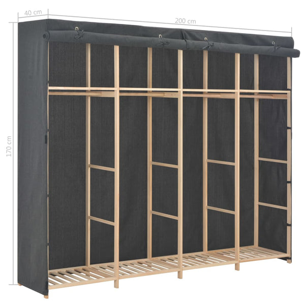 Grauer Kleiderschrank Everette 200x40x170cm (Stoff)