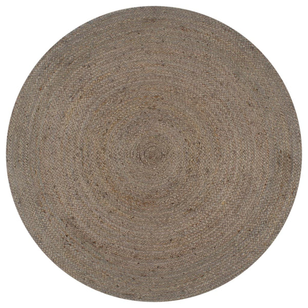 Harmaa käsintehty pyöreä juuttimatto Akel 150cm
