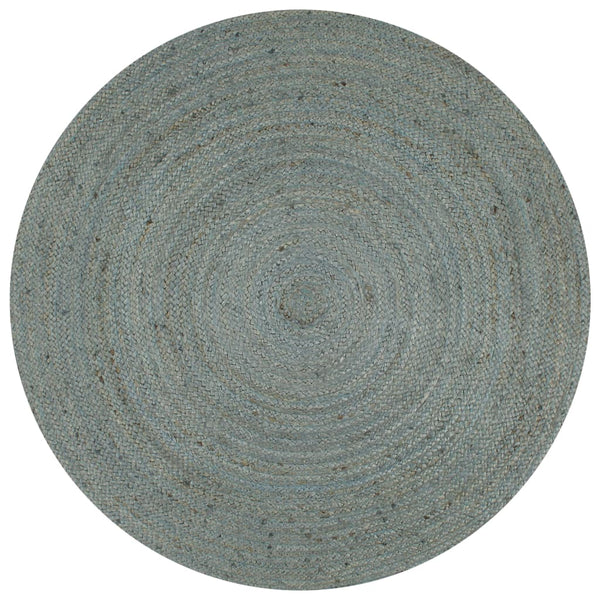 Olivgrüner handgefertigter runder Jute-Teppich Akel 120cm