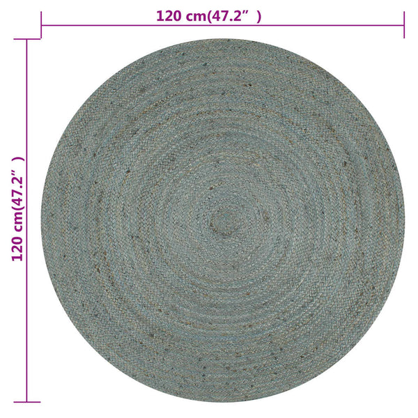 Olivgrüner handgefertigter runder Jute-Teppich Akel 120cm
