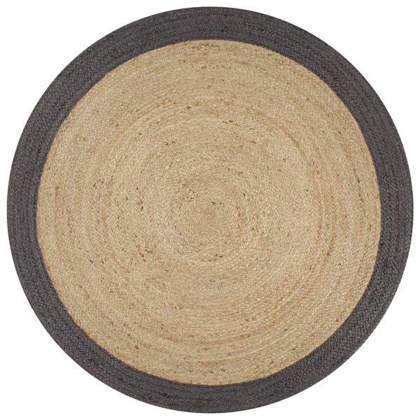 Dunkelgrauer handgefertigter runder Jute-Teppich Stamatie 150cm
