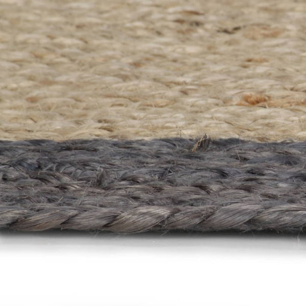 Dunkelgrauer handgefertigter runder Jute-Teppich Stamatie 150cm