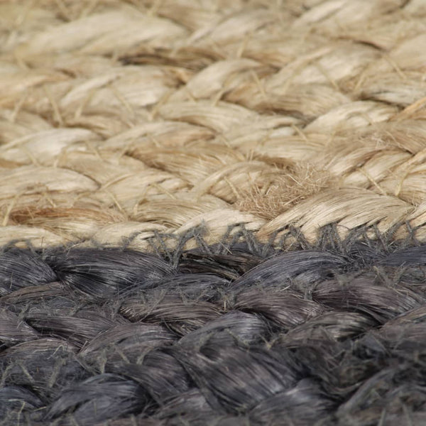 Dunkelgrauer handgefertigter runder Jute-Teppich Stamatie 150cm