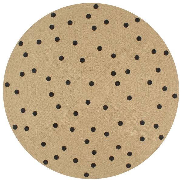Handgefertigter runder Jute-Teppich Manus 120cm (mit Polka-Dot-Muster)