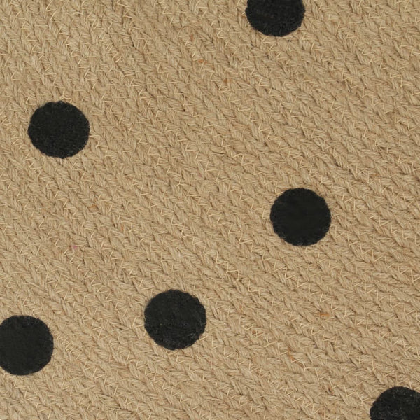 Handgefertigter runder Jute-Teppich Manus 120cm (mit Polka-Dot-Muster)