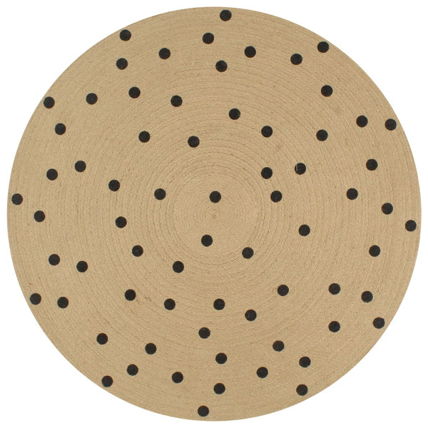 Handgefertigter Juteteppich Manus 150cm (mit Polka-Dot-Muster)