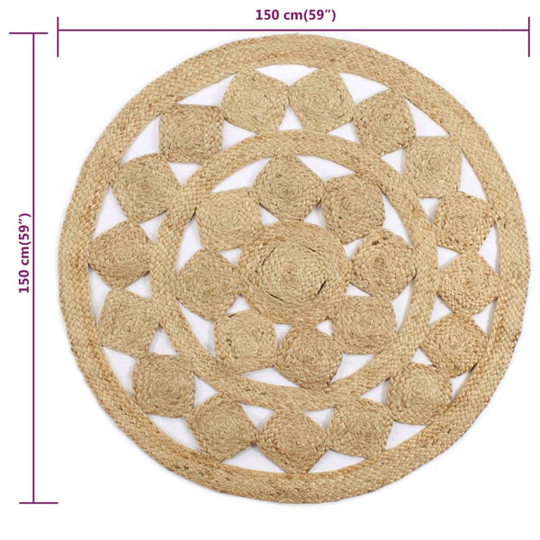Handgefertigter Teppich geflochten Jute Sunica 150cm