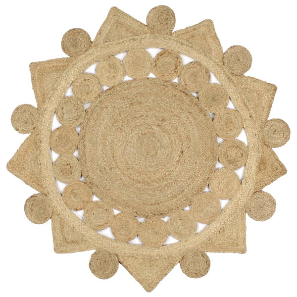 Handgefertigter Teppich geflochten aus Jute Adan 120cm