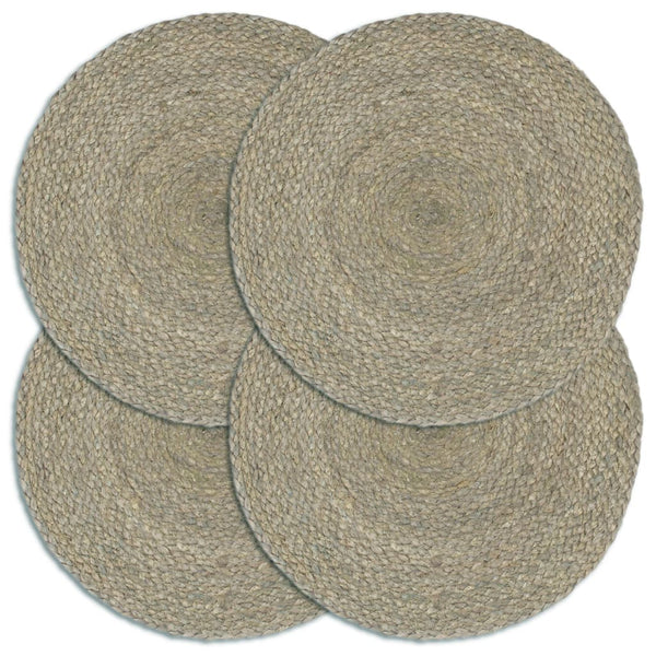 Graue Tischsets Yong 38cm (4 Stück unifarben rund Jute)