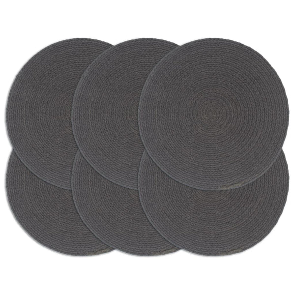 Dunkelgrauer Tablett Yong 38cm rund (6 Stück ungemusterte Baumwolle)