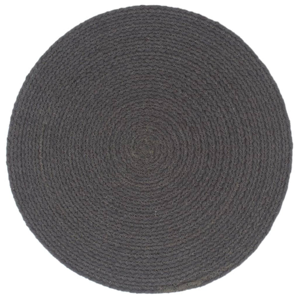 Dunkelgrauer Tablett Yong 38cm rund (6 Stück ungemusterte Baumwolle)