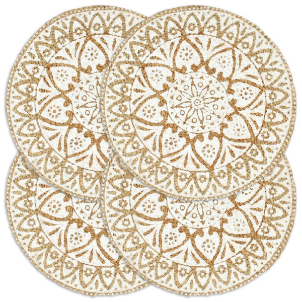 Weißer Tischset Yong 38cm (4 Stück rund Jute)
