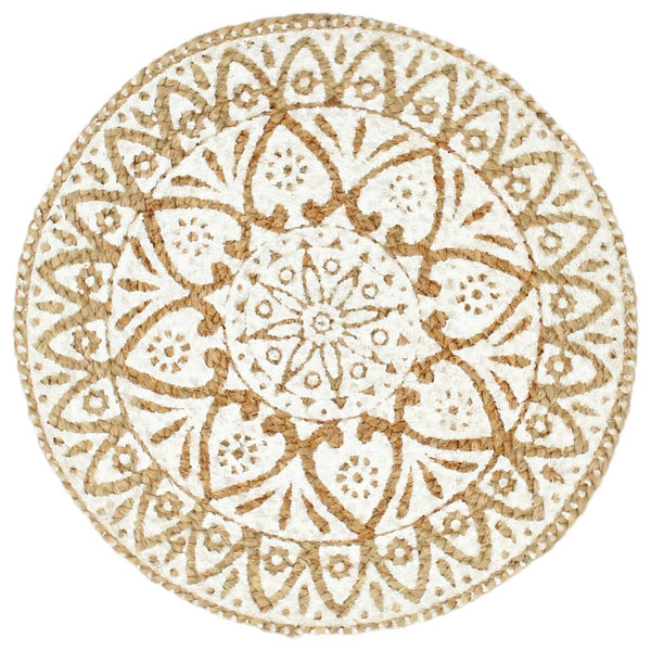 Weißer Tischset Yong 38cm (4 Stück rund Jute)