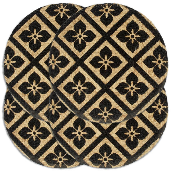 Schwarze Tischsets Yong 38cm (4 Stück, rund, Jute)